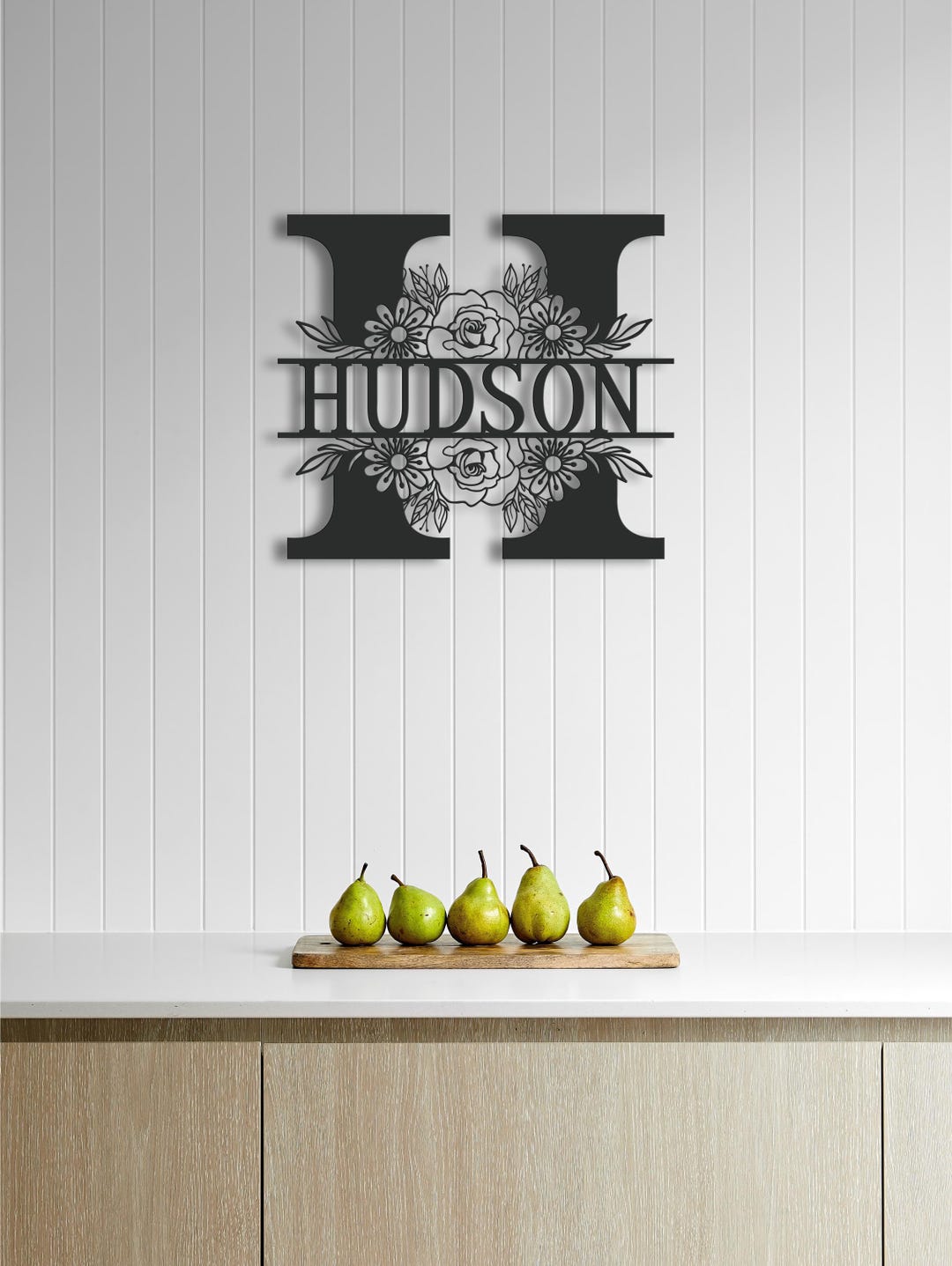 Personalized Floral Metal Monogram Wall Art – Custom Name Initial Sign ...