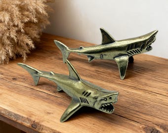 Vintage Brass Shark Figurine, Animal Tea Pet, Desktop/Office Desk Decoration, Animal Ornament Gift