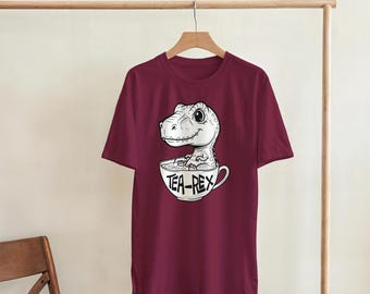 Tea-Rex T-Shirt - Funny Dinosaur Tee - Chill T-Rex in a Cup of Tea