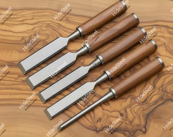 Handmade Wood Carving Tools Set: Damascus/1095 Steel, Walnut Handles | Custom Orders Welcome