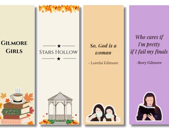 Digital Bookmark Pack Stars Hollow and Coffee | Set of Autumn and Reading Theme Bookmarks | Gift for Bookworms and Series Fans