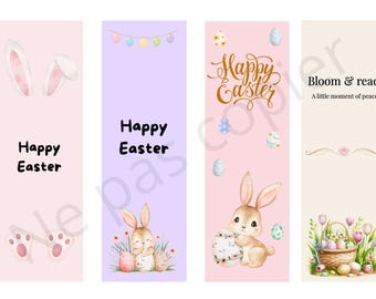 5 marcapáginas de Pascua para imprimir: diseños de conejitos, flores y primavera.