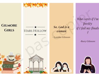 Pack de marcapáginas digitales de Stars Hollow y Café | Set de marcapáginas con temática otoñal y lectora | Regalo para amantes de la lectura y fans de las series