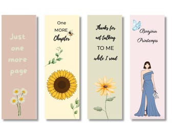 Marcapáginas de primavera imprimibles | Marcapáginas florales | Bonito juego de marcapáginas | Regalo para amantes de los libros | Accesorios de lectura estéticos | Descarga digital