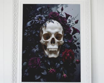 Vampire Skull Gothic Oil Painting Digital Download 16x22