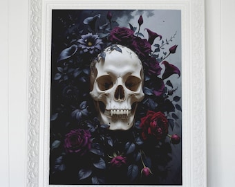 Vampire Skull Gothic Oil Painting – 12x17 Digital Download