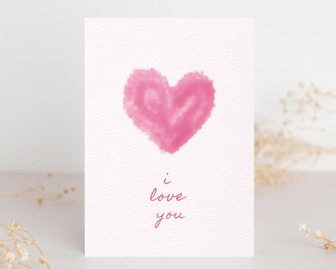 Printable Valentine Card, I Love You Minimal Heart Art, Romantic ...
