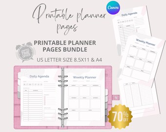 Pastel Minimalist Planner Pages Bundle | Printable Organizing Sheets | US Letter 8.5x11 and A4 size