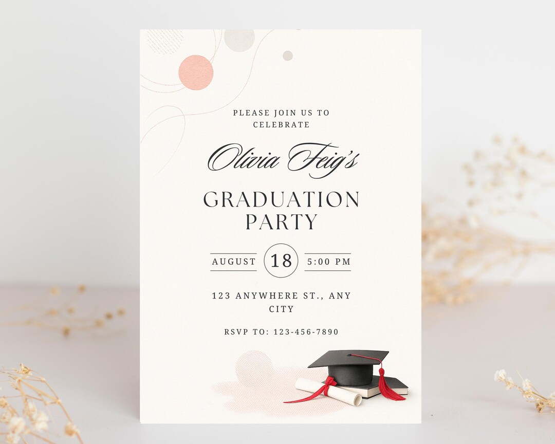 Editable Graduation Invitation – Modern Neutral Design, Elegant ...