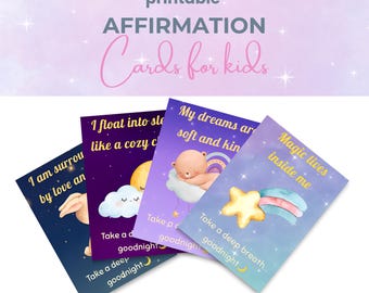 Kids Sleep Affirmation Cards | 24 Pastel Watercolor Dream Quotes (Instant Download)