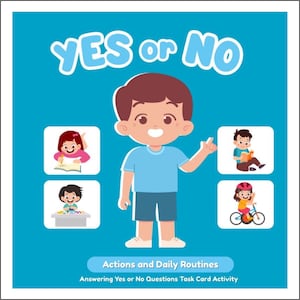Yes or No Questions Task Card Activity for Kids