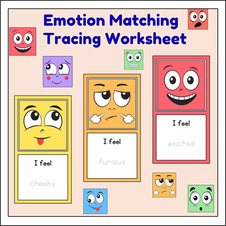 Emotion Matching Worksheet for Preschool - Etsy