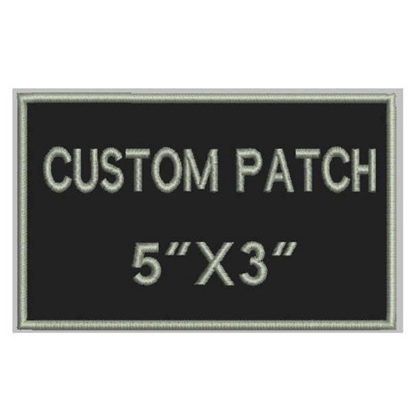 Custom Embroidered Rectangle Patch - Add your Text - Personalize it! - Sew on or Iron On 5" x 3"