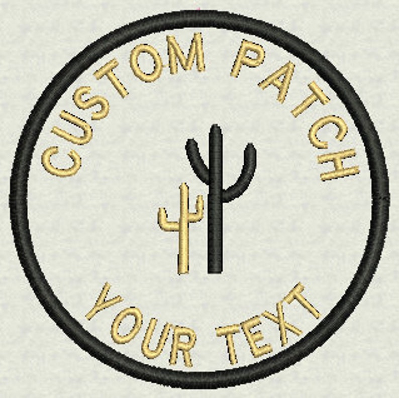 Custom Cactus Round Patch 3 Tag, Label, Badge Sew On or Iron on Add Your Name or Text image 5