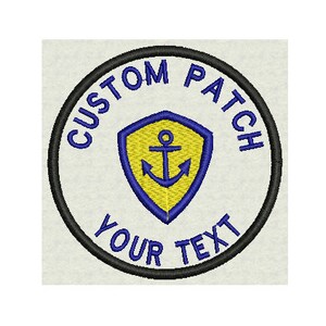 Custom Anchor Circle Patch 3"  Tag, Label, Badge - Sew On or Iron on - Add Your Name or Text