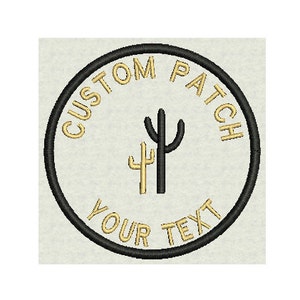 Custom Cactus Round Patch 3 Tag, Label, Badge Sew On or Iron on Add Your Name or Text image 1