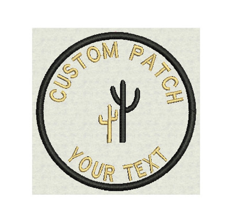 Custom Cactus Round Patch 3 Tag, Label, Badge Sew On or Iron on Add Your Name or Text image 1
