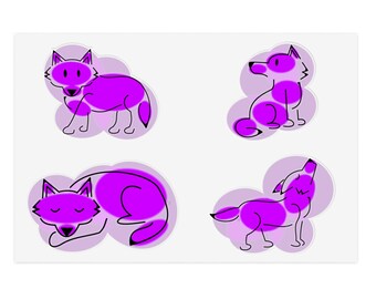Purple Spotted Wolf Sticker Sheets