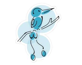 Blue Hummingbird Siting Branch Kiss-Cut Stickers