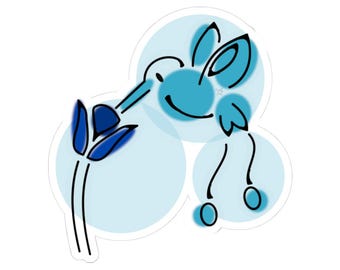 Blue Hummingbird Sipping Nectar Kiss-Cut Stickers