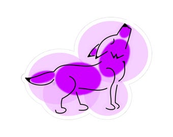 Purple Spotted Wolf Howling Kiss-Cut Stickers