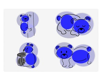 Deep Blue Spotted Bear Sticker Sheets
