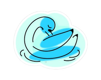 Sky Blue Spotted Swan Sleeping Kiss-Cut Stickers