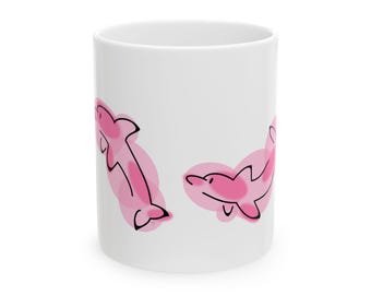 Pink Spotted Dolphin Ceramic Mug, (11oz, 15oz)