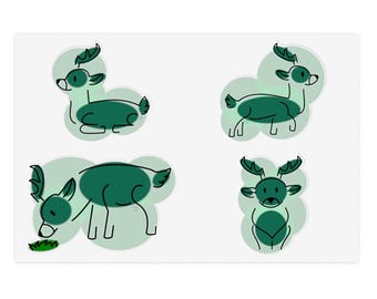 Dark Teal Spotted Dear Sticker Sheets