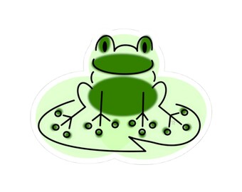 Green Spotted Frog Siting Kiss-Cut Stickers