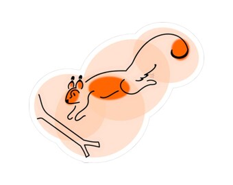Orange Spotted Squirrel Leaping Kiss-Cut Stickers
