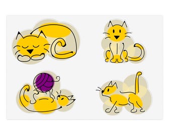 Yellow Spotted Cat Sticker Sheets