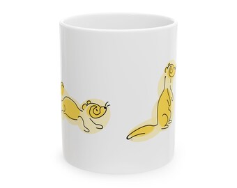 Yellow Spotted Ferret Ceramic Mug, (11oz, 15oz)