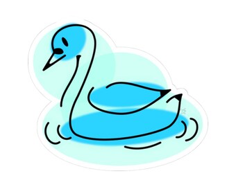 Sky blue Spotted Swan Swimming Kiss-Cut Stickers