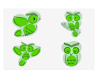 Lime Spotted Owl Sticker Sheets