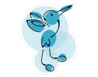 Blue Hummingbird flying Kiss-Cut Stickers