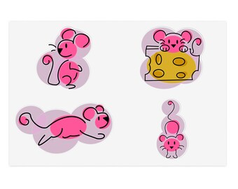 Pink Spotted Mouse Sticker Sheets