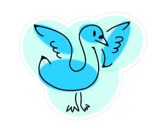 Sky Blue Spotted Swan Flapping Kiss-Cut Stickers