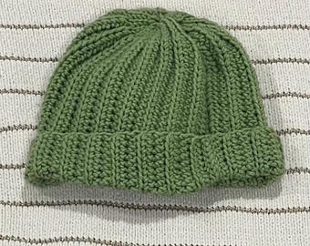 Handmade Crochet Beanie: Ribbed Acrylic Knit Hat