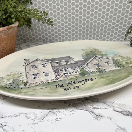 Personalized platter| Housewarming gift| Handmade pottery| Serving shops platter| Heirloom| Wedding, Mothers/Father’s Day| Realtor gift| New home