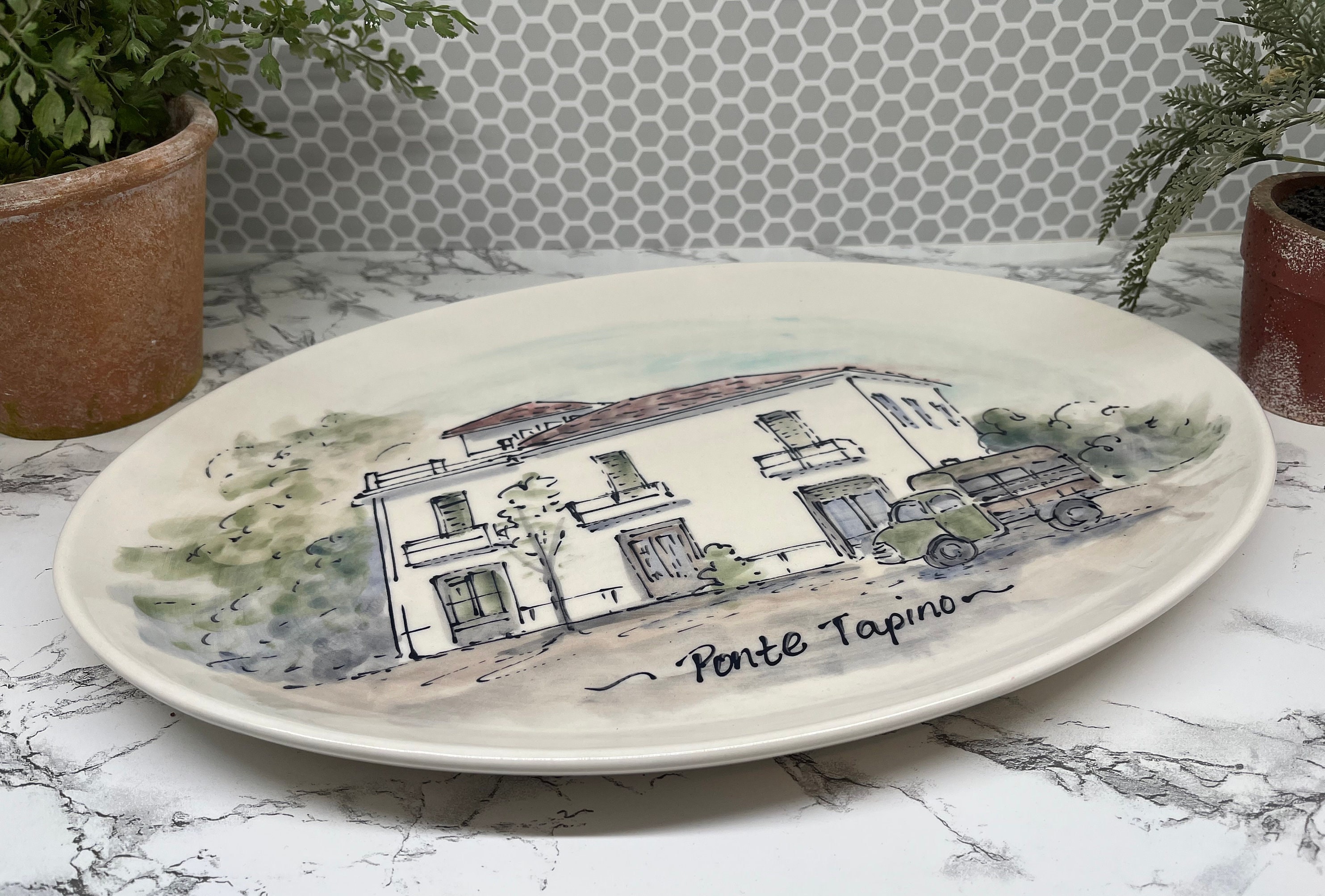 Personalized platter/Housewarming Gift/Handmade pottery/Serving/Heirloom/Wedding/Mother Father/Realtor/New Home/9th Anniversary/Husband Wife