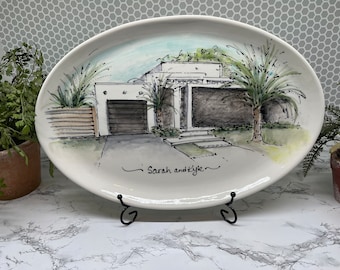 New Home| Platter| Pottery| Personalized| Housewarming|  Gift for mom| Tray| Painted dish| Wedding gift| Realtor gift| Holiday| Heirloom