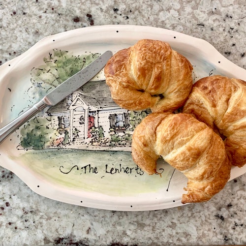 Home platter| Pottery| shops Personalized| Grandma's house| Housewarming gift| Handmade| Heirloom| Serving platter| Wedding gift| Realtor gift
