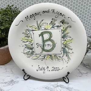 Hand Painted House Portrait Plate, Personalized Wedding Anniversary Gift