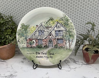 Wedding| Anniversary| Personalized platter| House plate| Housewarming gift| Handmade pottery| Serving platter| Realtor gift| Heirloom