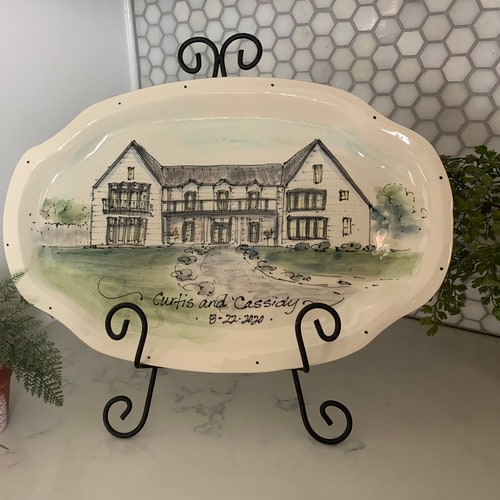 Home platter| Pottery| shops Personalized| Grandma's house| Housewarming gift| Handmade| Heirloom| Serving platter| Wedding gift| Realtor gift