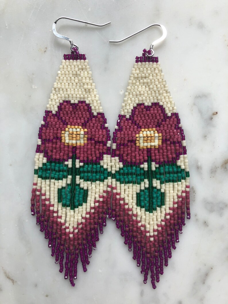 Made to Order Wild Rose Beaded Earrings Etsy