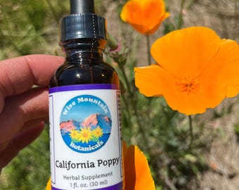 California Poppy Tincture – Fresh Eschscholzia californica Extract, Micro Farm Grown