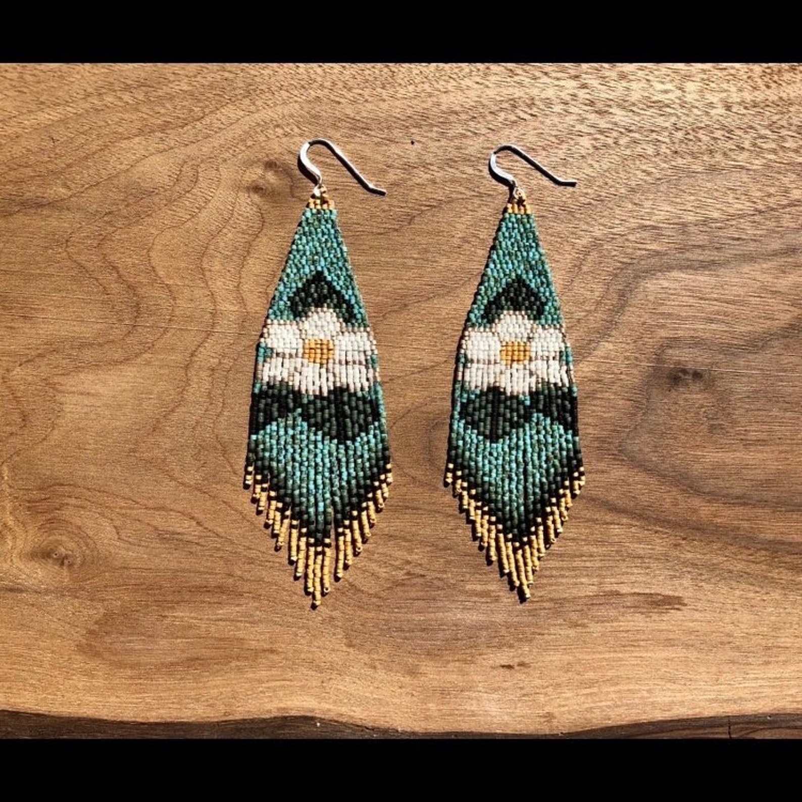 Made to Order Dogwood Flower Beaded Fringe Earrings Etsy