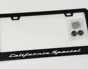 Reflective White Saleen Mustang on Black 100% Carbon Fiber License Plate Frame - Ireland
